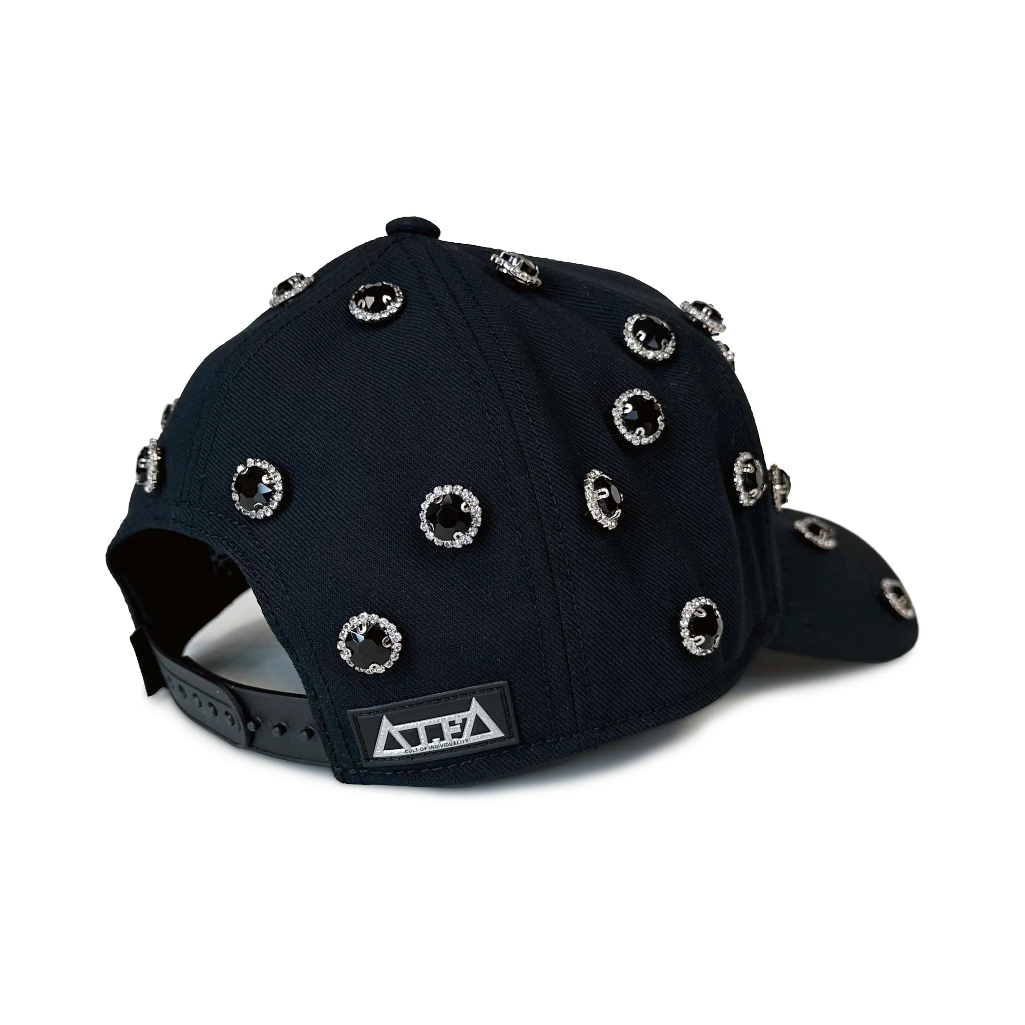 Cult x El Alfa Logo Crystal 5 Panel A Frame Trucker Hat - Black