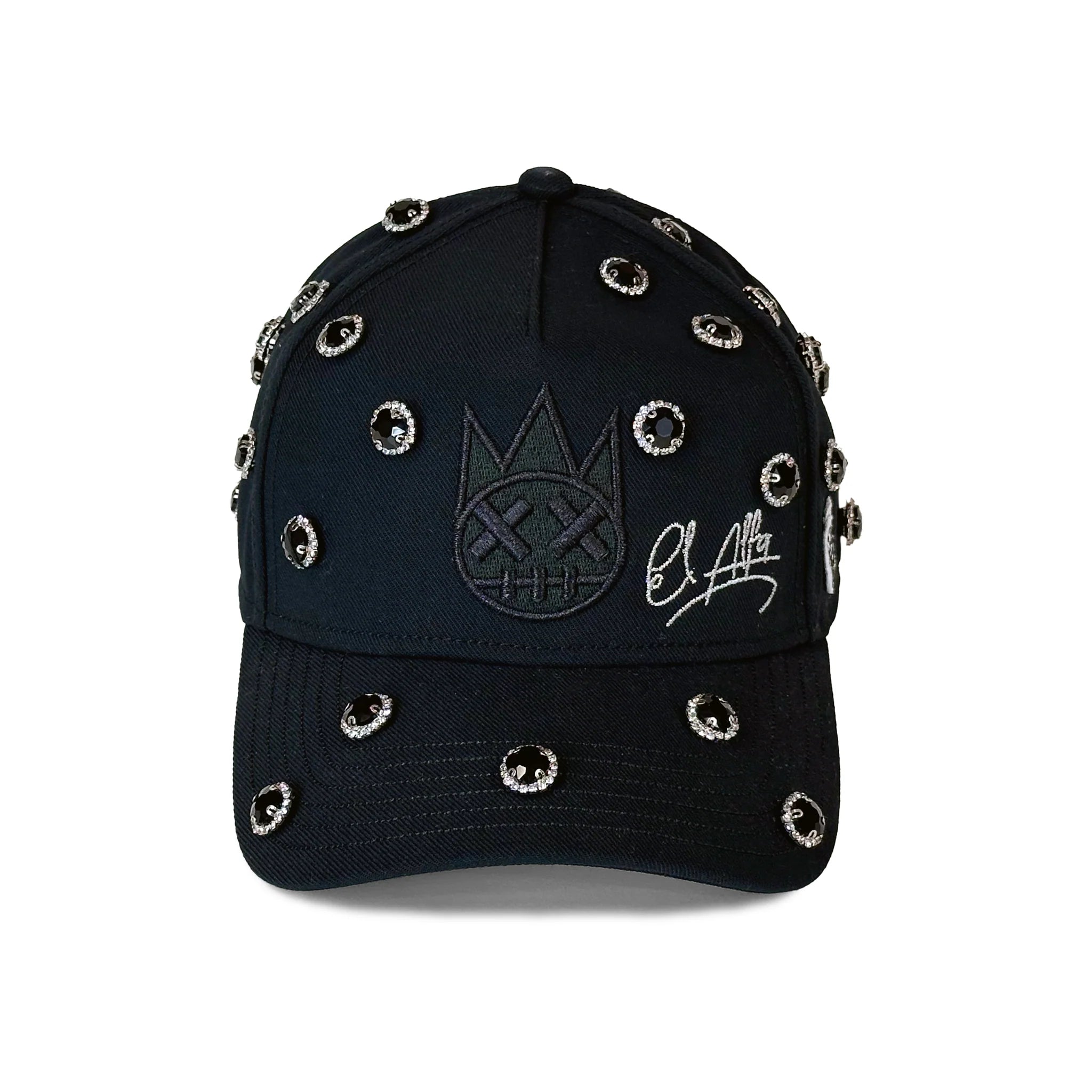 Cult x El Alfa Logo Crystal 5 Panel A Frame Trucker Hat - Black