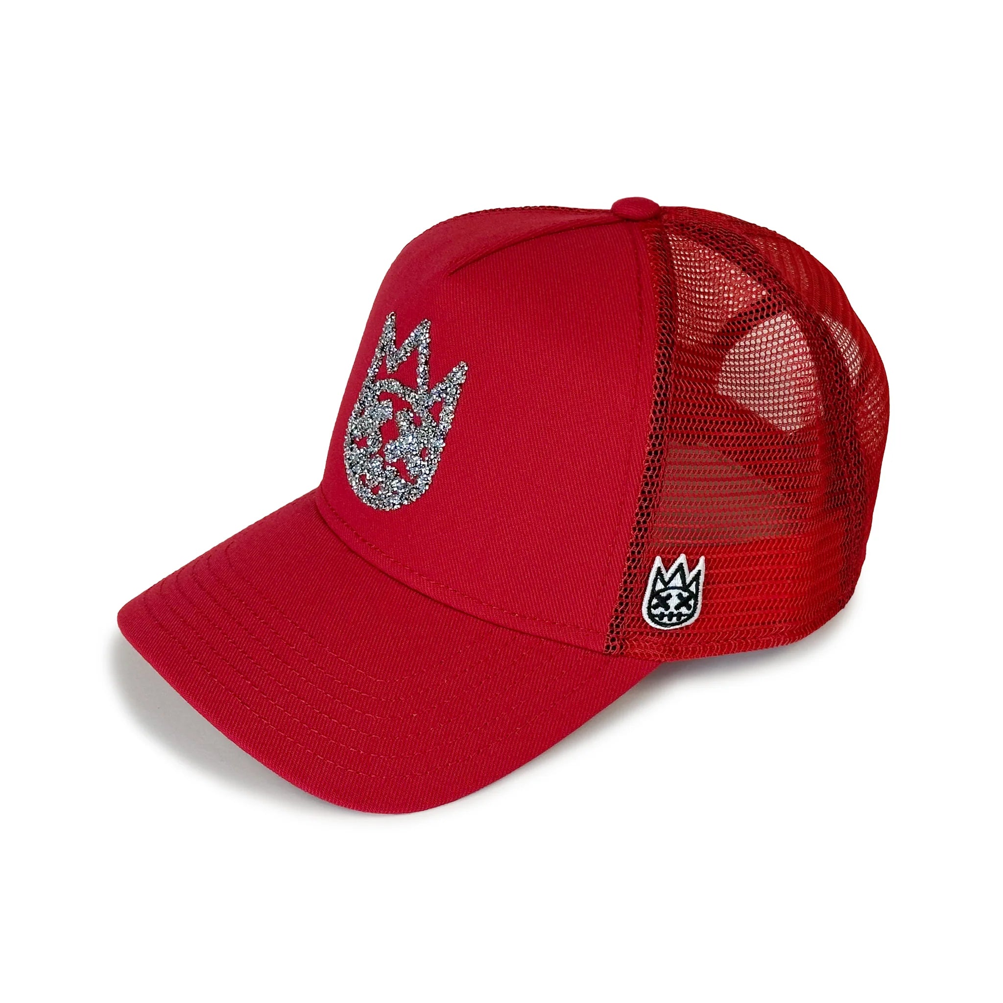 Clean Crystal Logo Mesh Back Trucker - Red