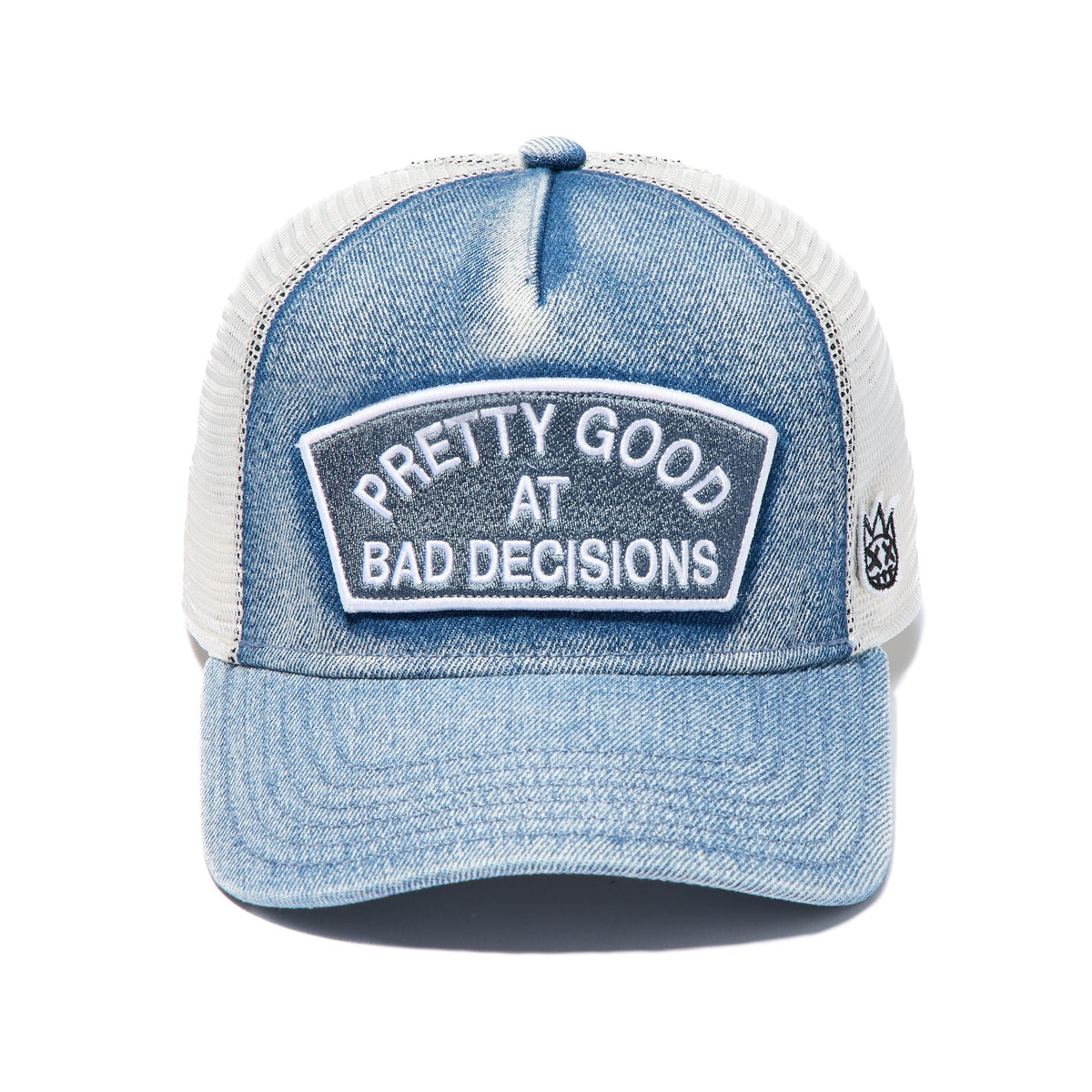 Good At Bad Decisions Mesh Back Trucker Hat - Denim