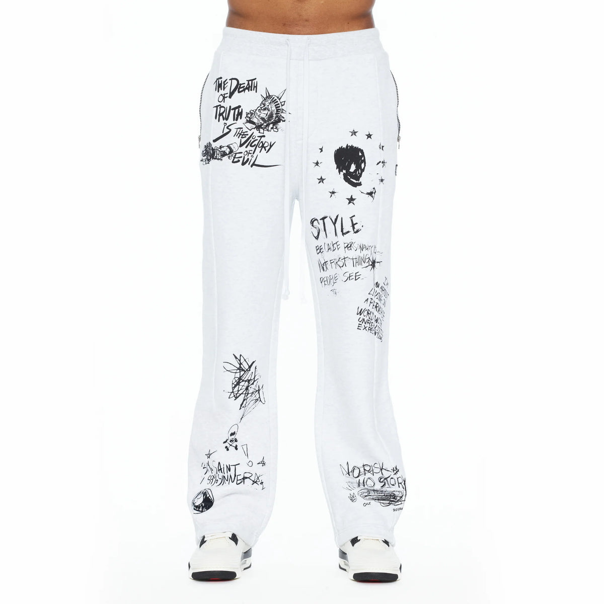 Open Hem French Terry Sweatpants - Heather Grey