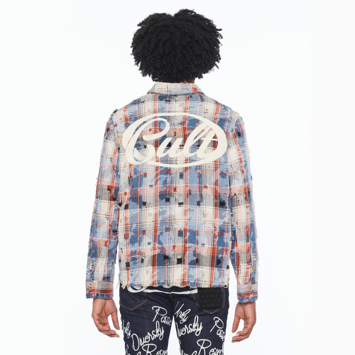 Long Sleeve Vintage Embroidered Plaid Woven Shirt