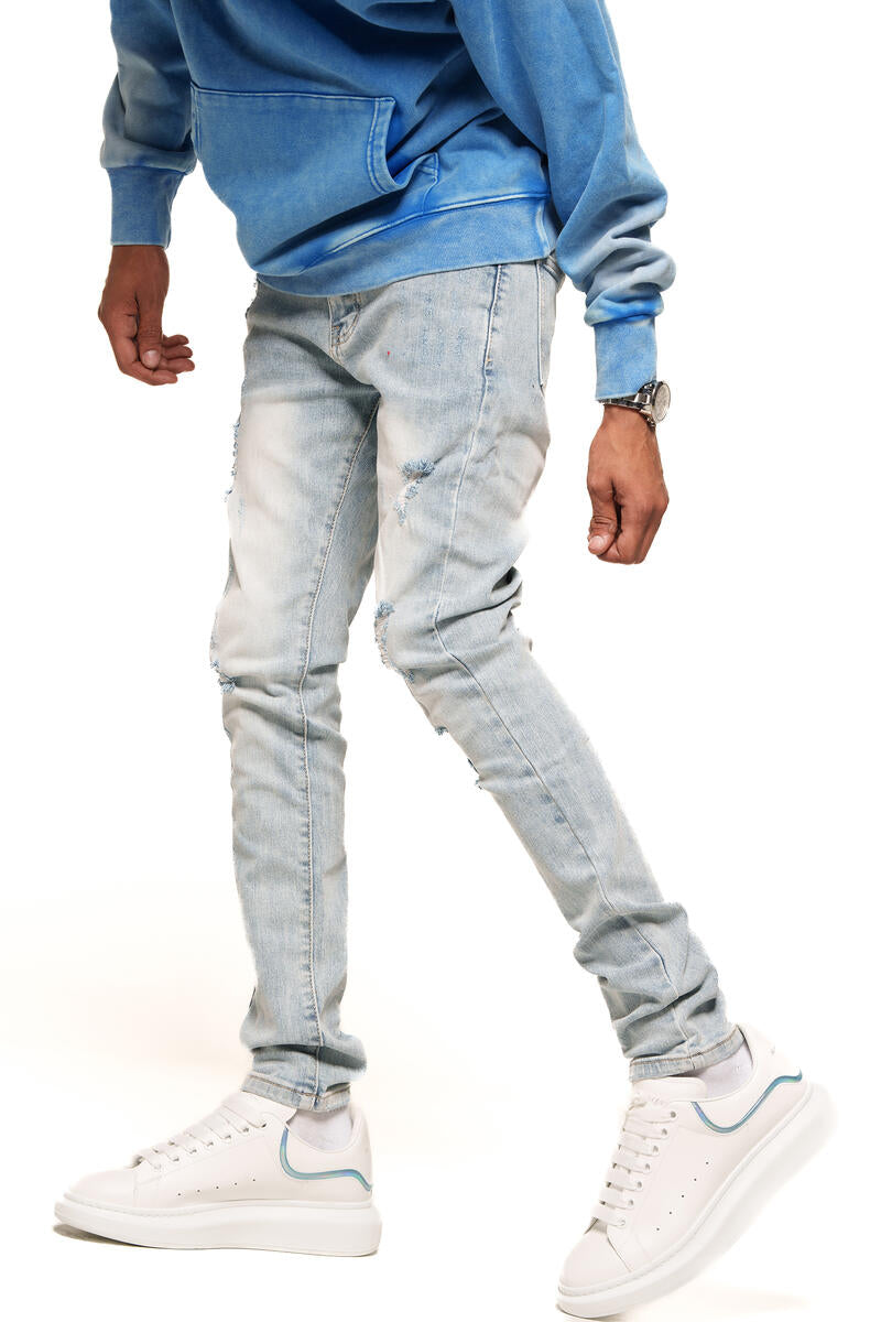 "EXPECT NOTHING" SKINNY DENIM LIGHT BLUE