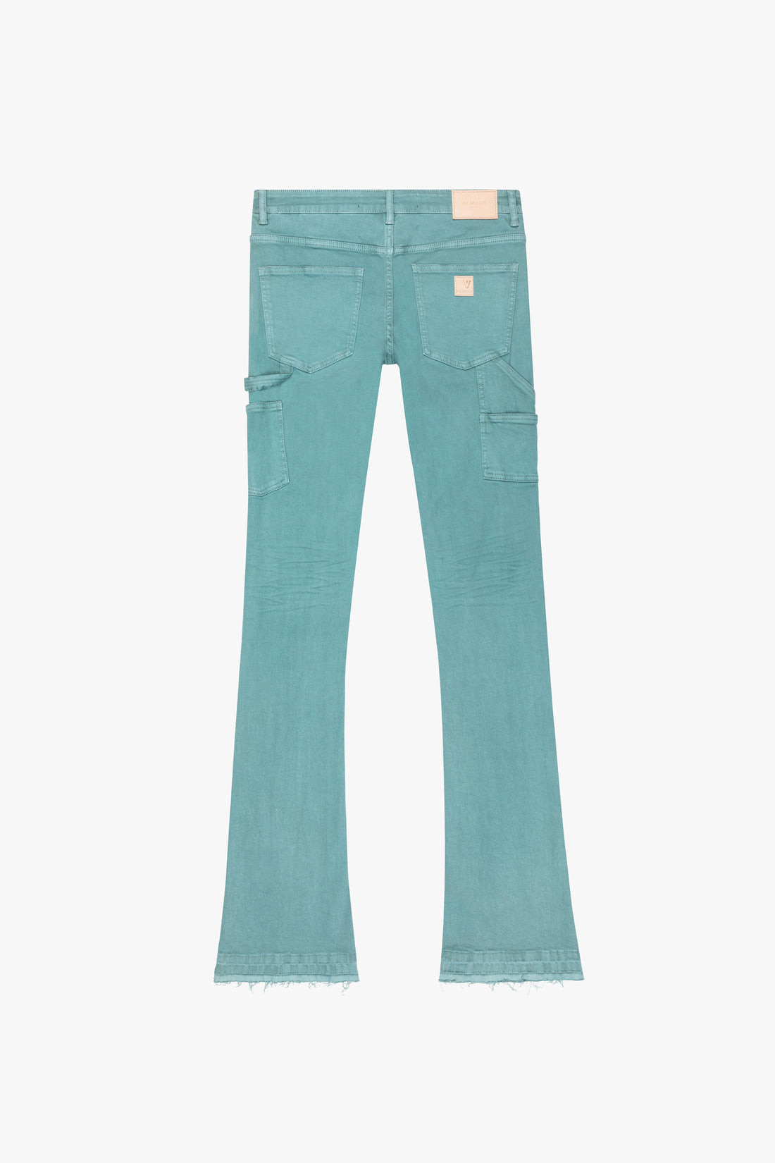 "MR. EXTENDO" LIGHT BLUE WASH STACKED FLARE JEAN