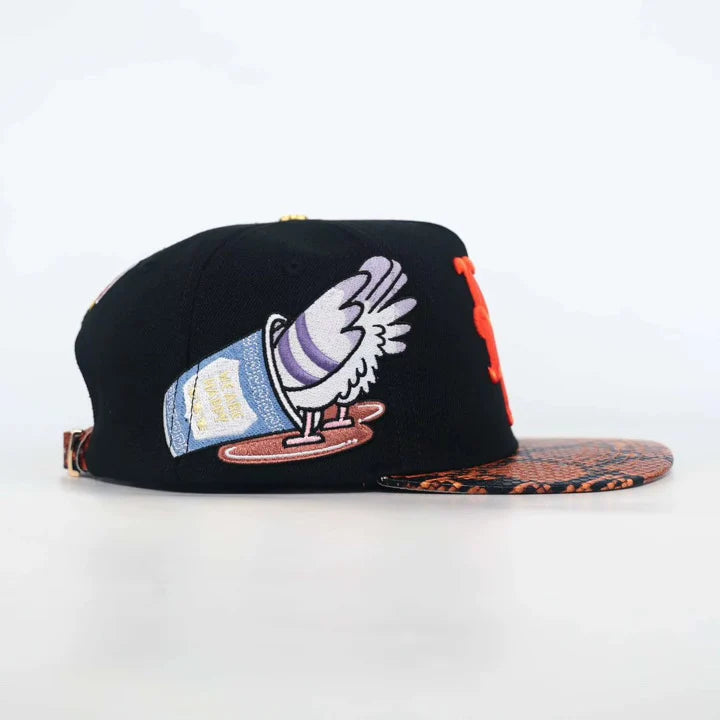 NY Yankees Bacon Egg n Cheese Leather Brim Snapback - Black