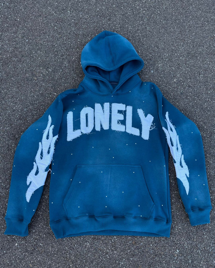 Lonely Hearts Club Diamond Hoodie - Stone Wash Navy Blue