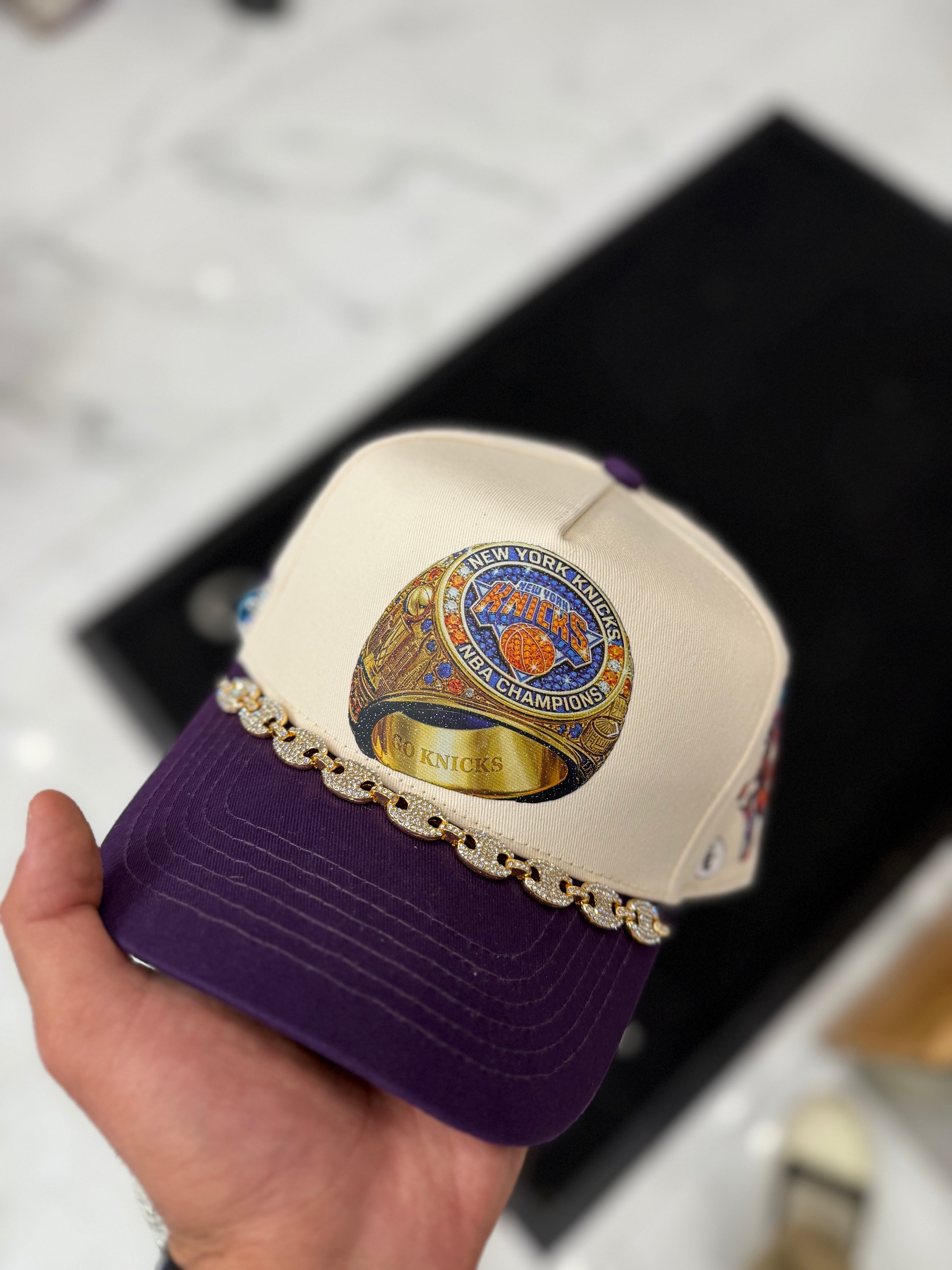 Eazy Era x Knicks Championship Ring - Hat - Cream / Purple Brim