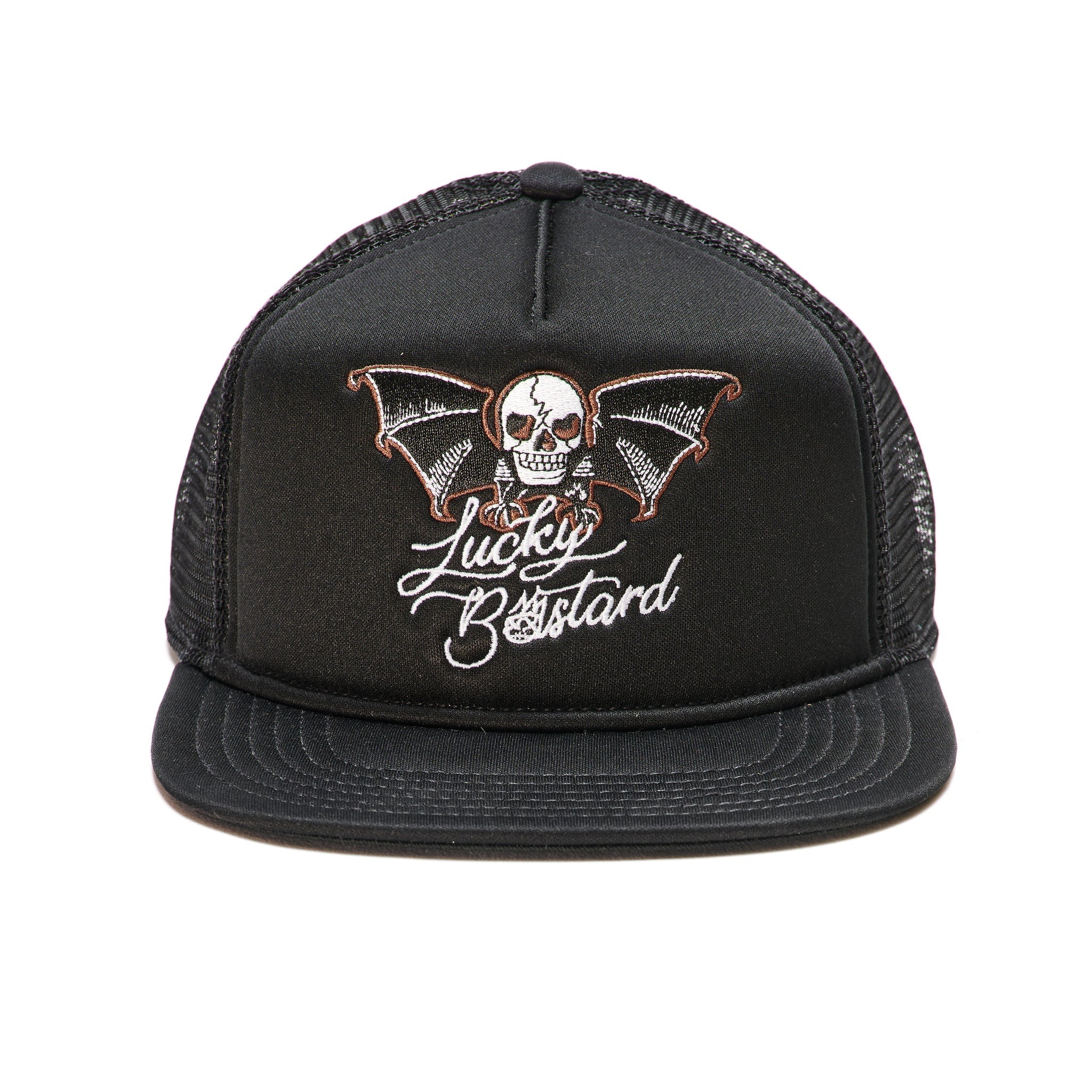 LUCKY BASTARD TRUCKER HAT-BLACK