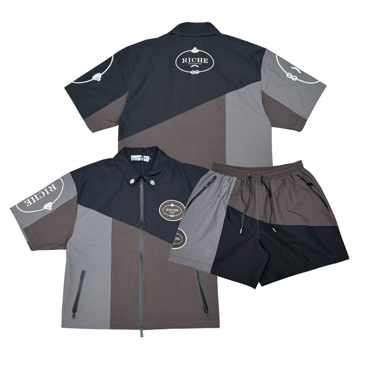 Monochrome Jacket & Short Set - Black