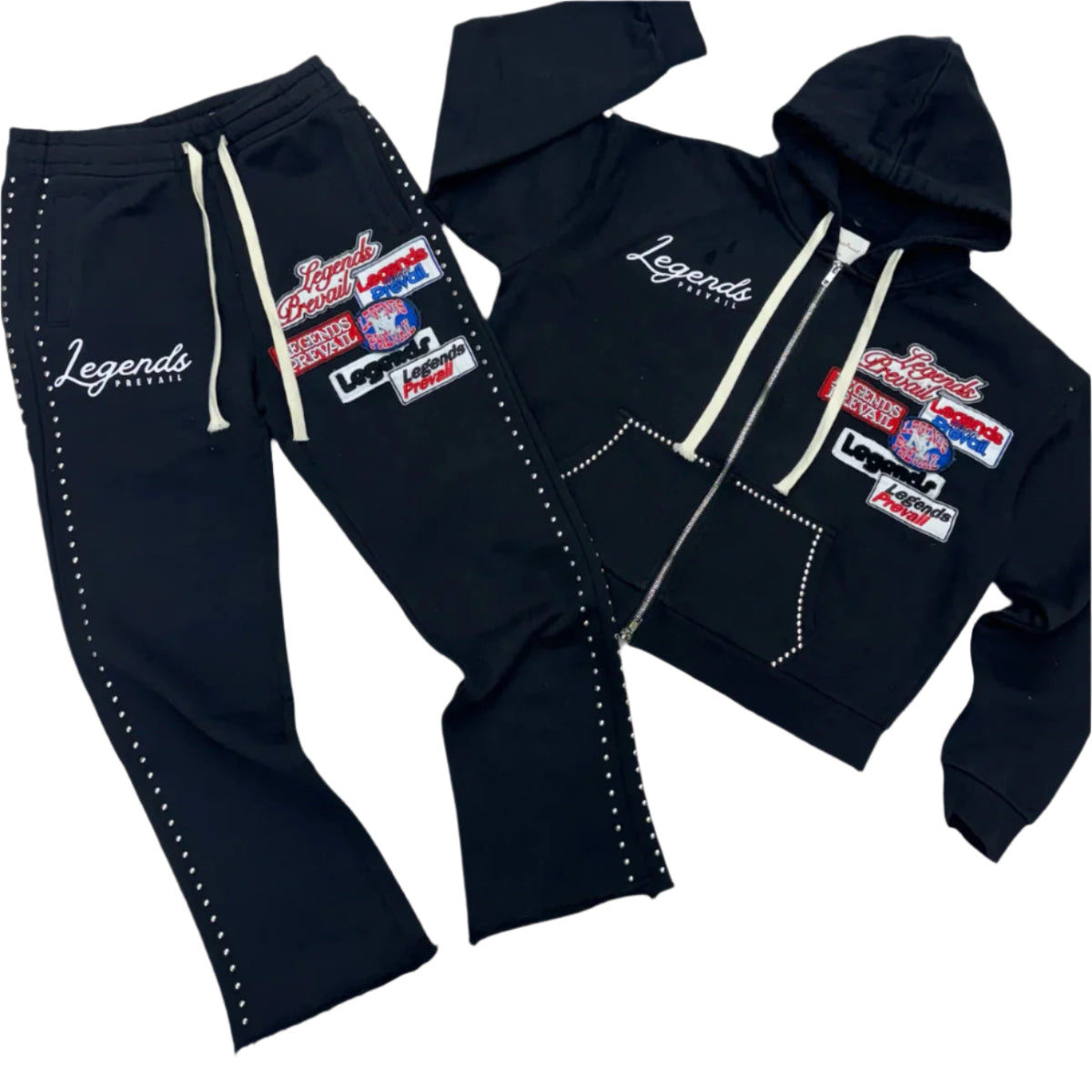 Patchwork Sweatsuit - Black