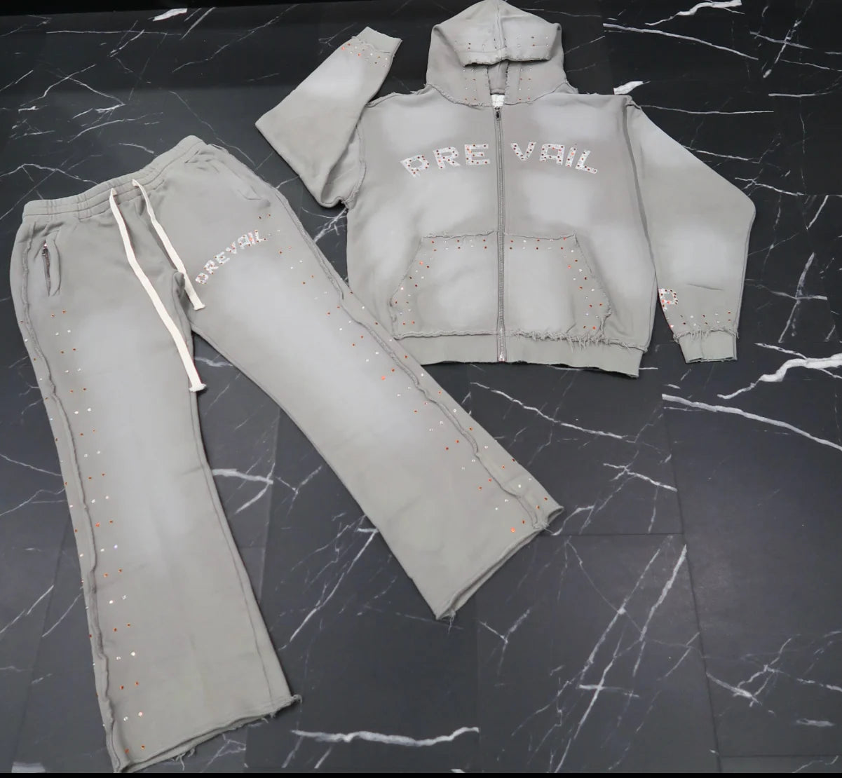 Legends Prevail Rhinestone Sweatsuit - Grey
