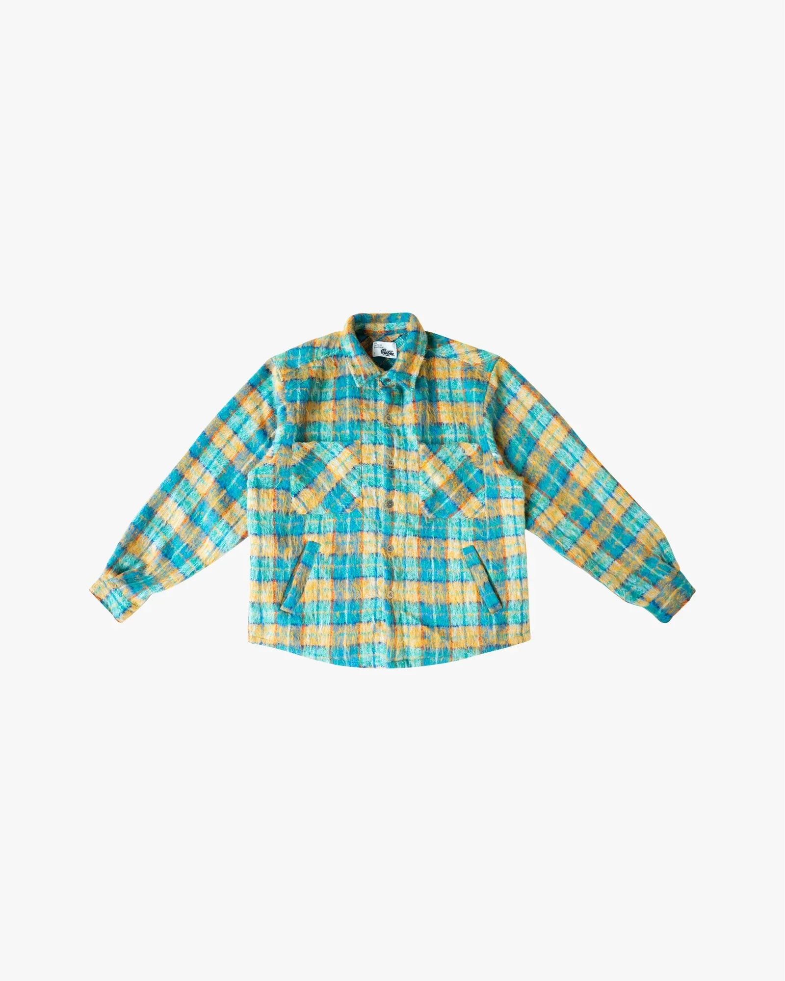 Side Slit Flannel Shirt - Teal