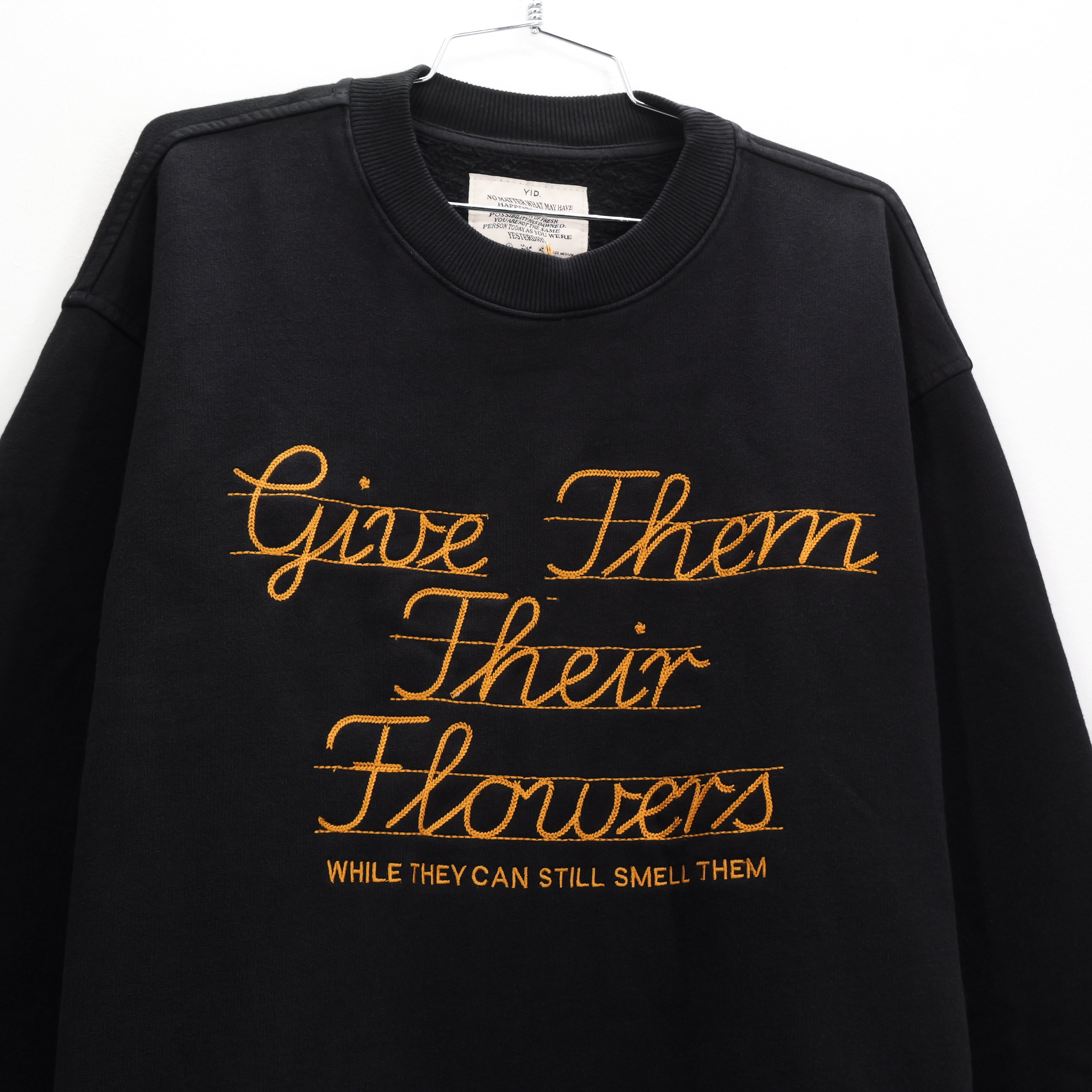 Give Them Their Flowers Raw Edge Crew Neck Sweater - Black