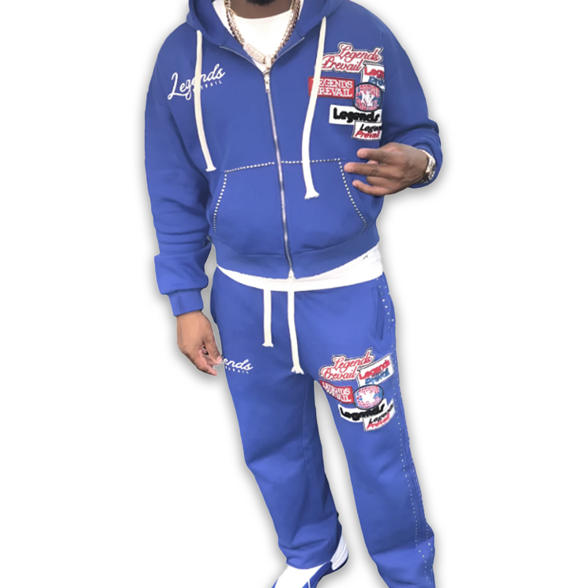 Patchwork Sweatsuit - Royal Blue