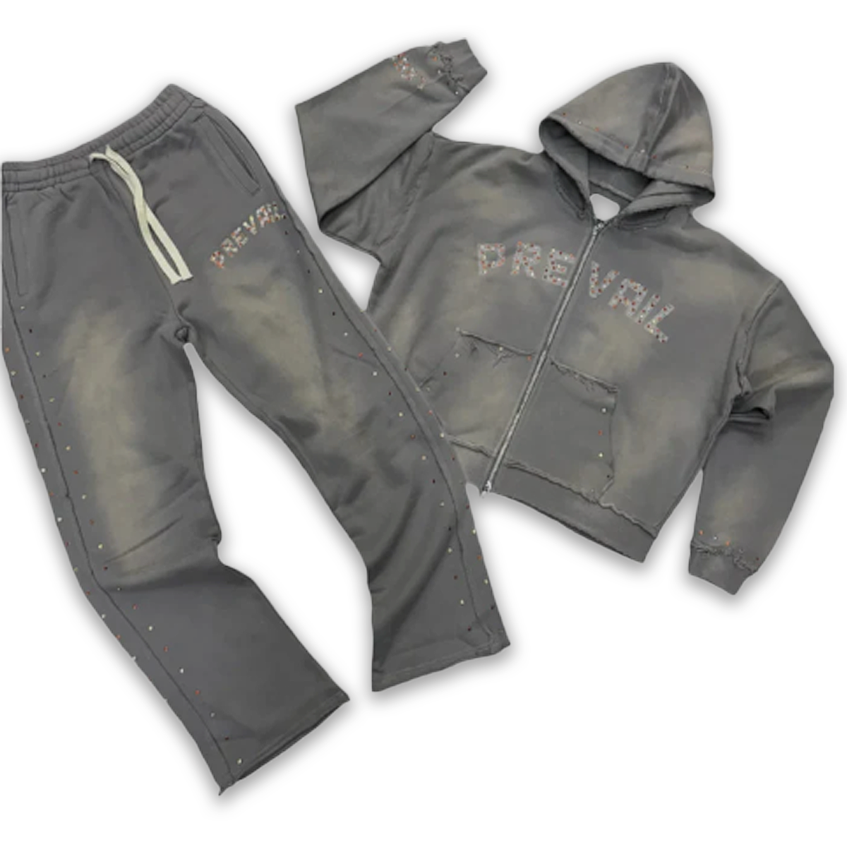 Rhinestone Sweatsuit - Gray