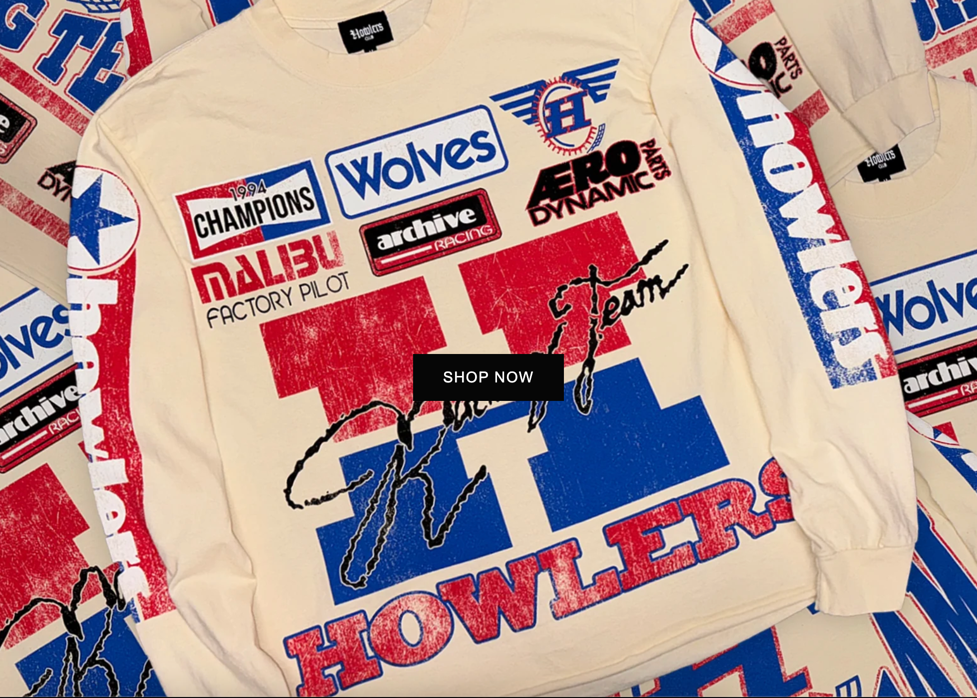 Wolf Racer Long Sleeve Shirt - Cream