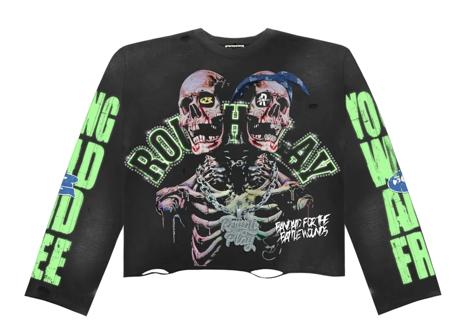 Double Skull Long Sleeve Shirt - Black / Green