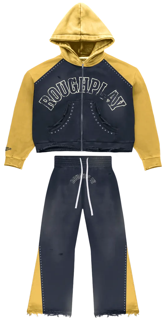 Two Tone Sweatsuit - Navy Blue / Gold