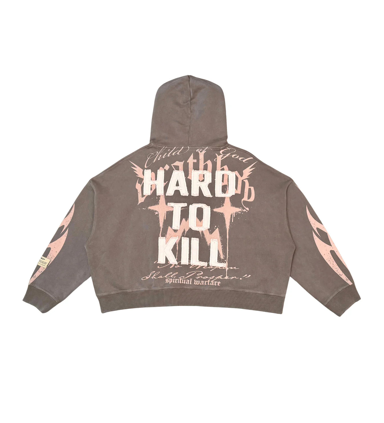 War Zip Up Hoodie - Tan / Pink