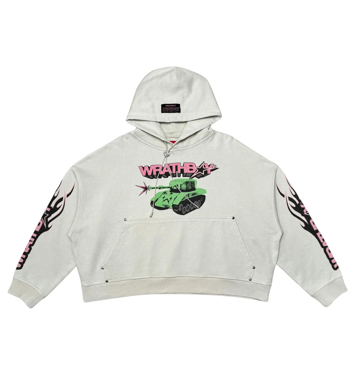 World At War Cropped Hoodie - Cement