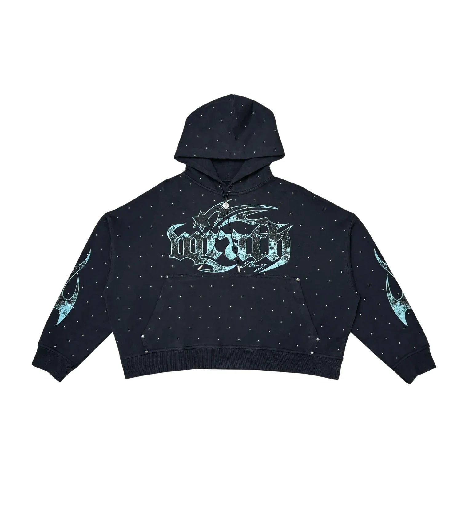 Rhinestone Wrath Hoodie - Black