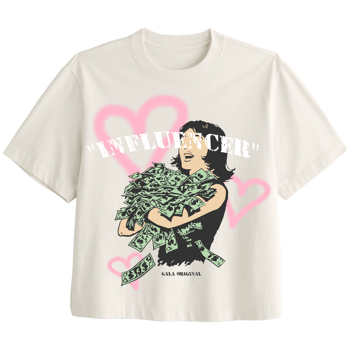 Influencer T-Shirt - Cream / Pink