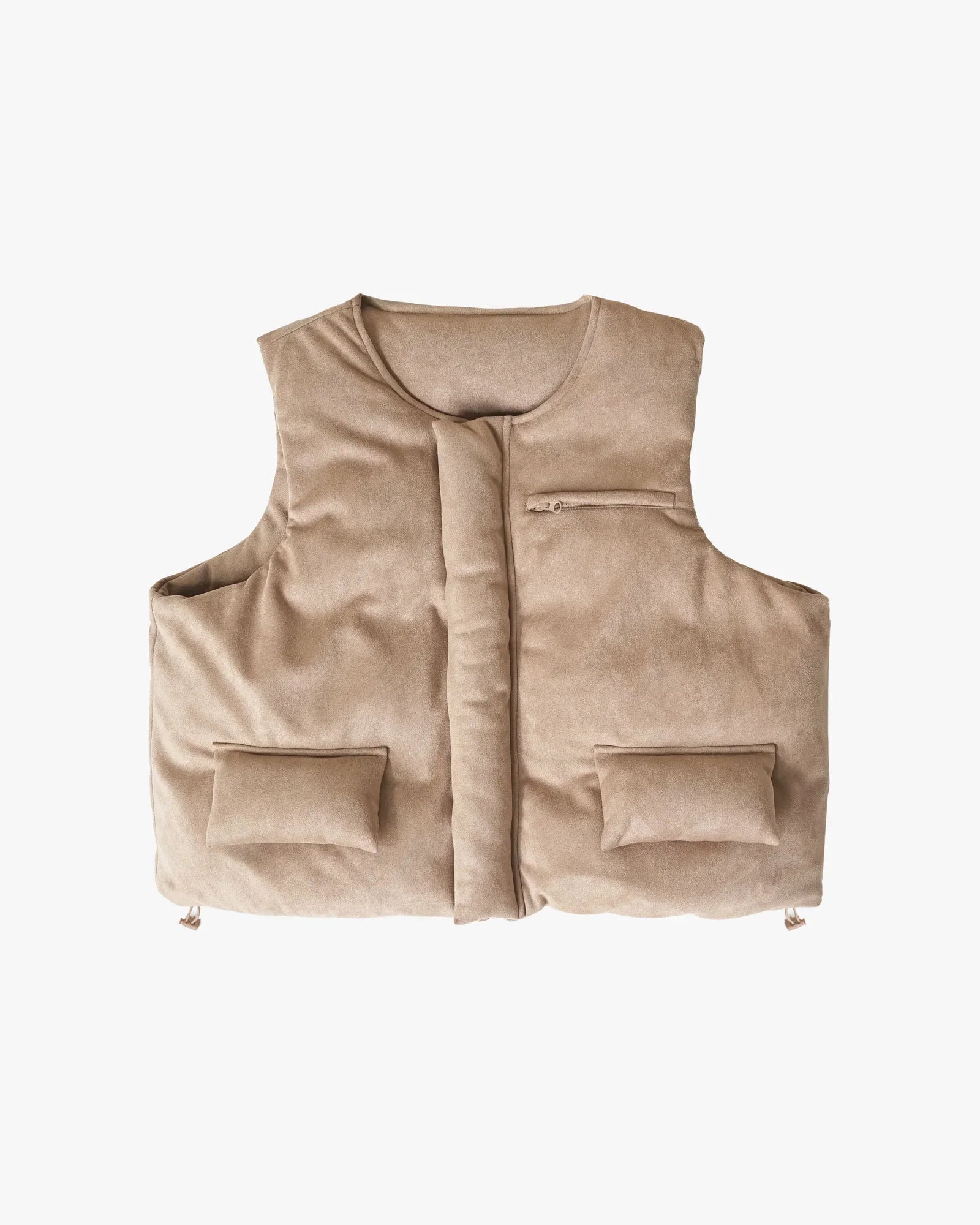 Suede Bubble Vest - Tan