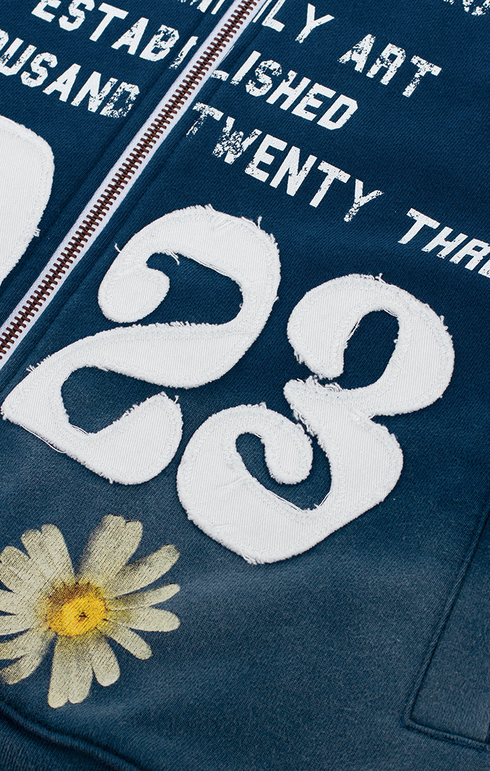 Blue Dreams Jacket Zip Hoodie - Poseidon Blue